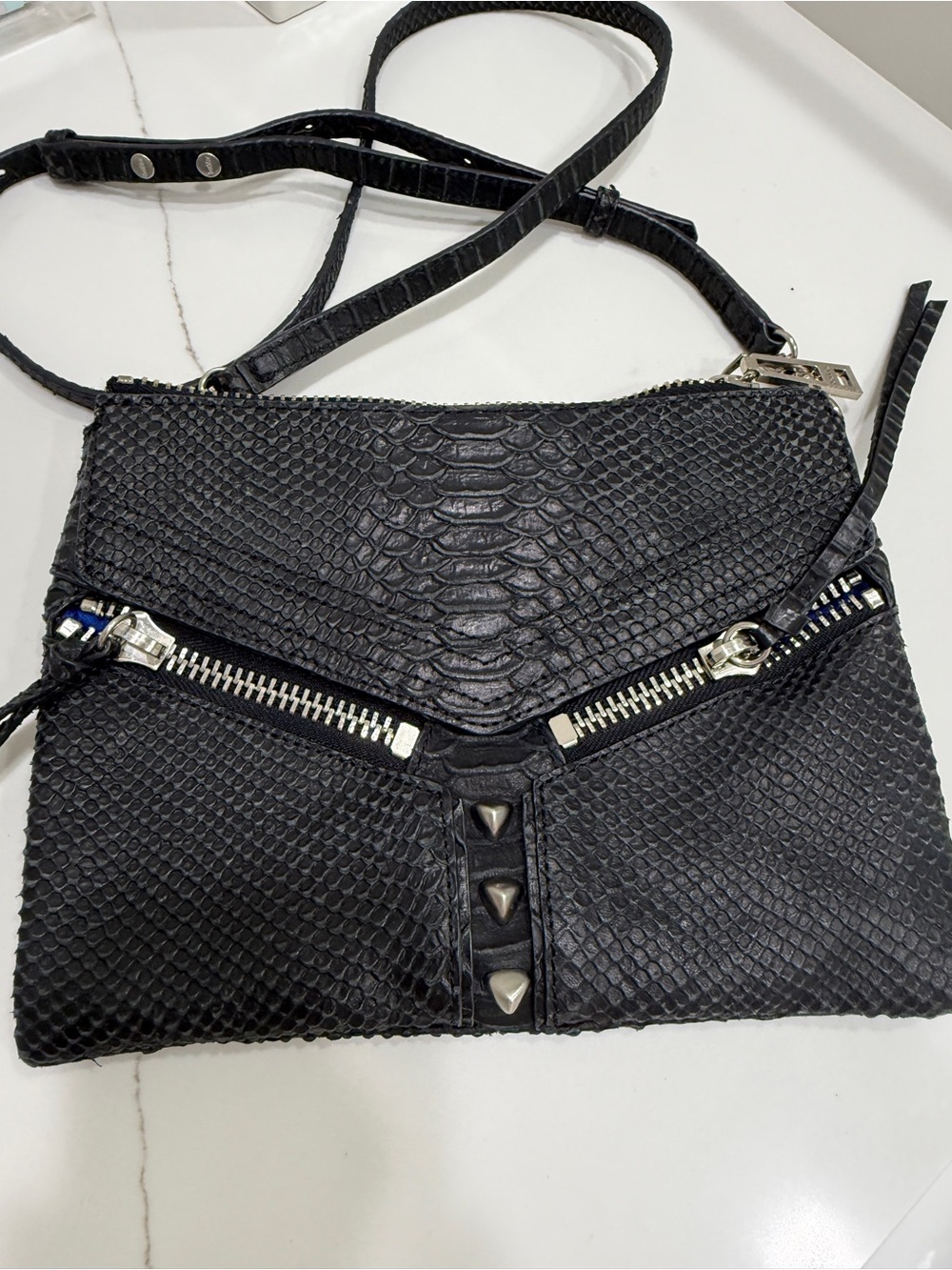 Botkier Black Textured Crossbody Bag with Silver Hardware